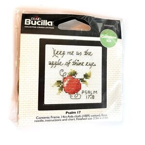 Bucilla Plaid Psalm 17:8 Counted Cross Stitch Kit WM45693 APPLE NEW Sealed